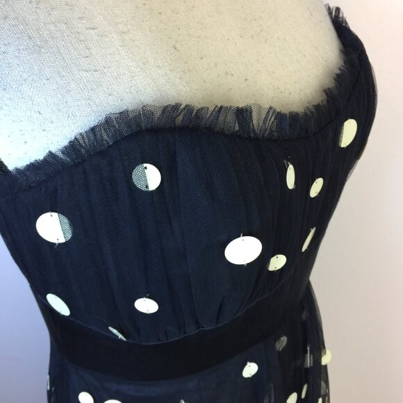 Badgley Mishka Strapless Party Dress Size 10 Womans Black Polka Dot Embellished - Picture 13 of 15